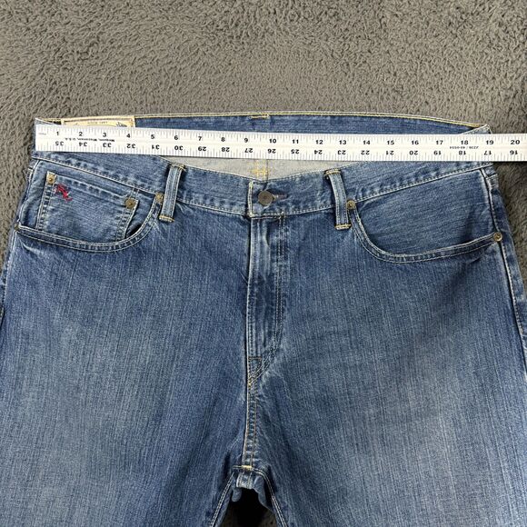 Polo Ralph Lauren Jeans Mens 36x34 Blue Hampton Straight Medium Wash Selvedge - Picture 10 of 16
